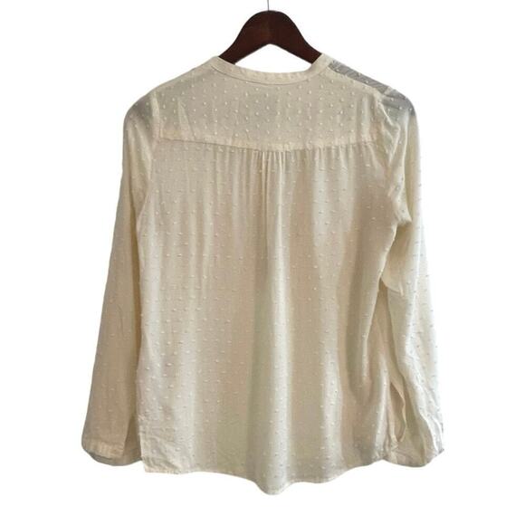 Maeve by Anthropologie Size 2 Cream Swiss Dot Long Sleeve Button Down Blouse - Picture 6 of 9